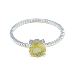 Ananya Yellow Solitaire Ring with Twisted Band Lemon Quartz Yellow