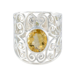 Riya Yellow Solitaire Ring with Elegant Silver Design Citrine Yellow
