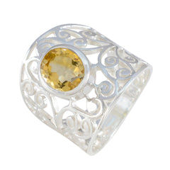 Riya Yellow Solitaire Ring with Elegant Silver Design