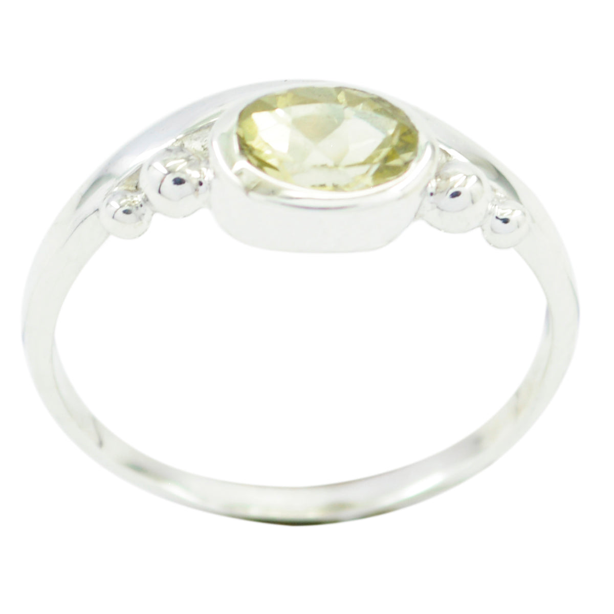 Hye-jin Yellow Solitaire Ring with Silver Accents Lemon Quartz Yellow
