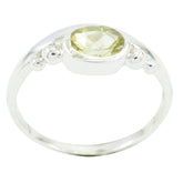 Hye-jin Yellow Solitaire Ring with Silver Accents Lemon Quartz Yellow