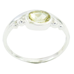 Hye-jin Yellow Solitaire Ring with Silver Accents Lemon Quartz Yellow
