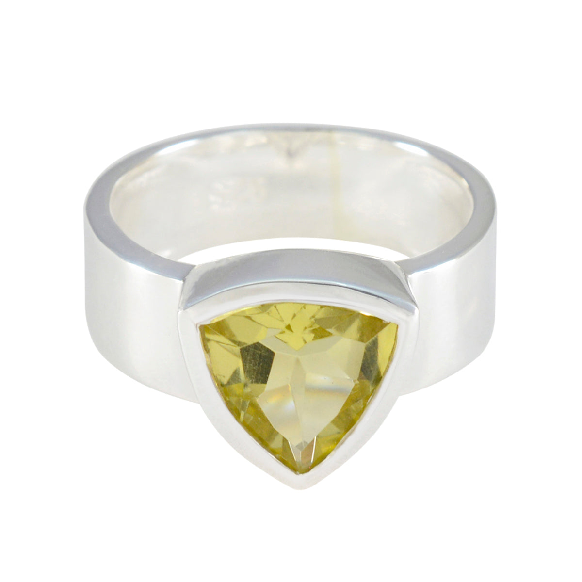 Zoey Yellow Solitaire Signet Ring - Stylish Gemstone Jewelry Lemon Quartz Yellow