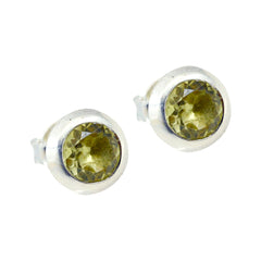 Isabel Yellow Solitaire Stud Earrings in Silver