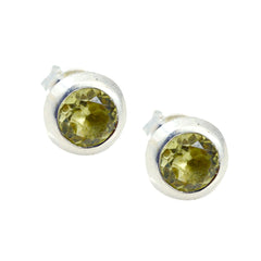 Isabel Yellow Solitaire Stud Earrings in Silver