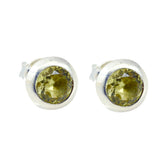 Isabel Yellow Solitaire Stud Earrings in Silver Lemon Quartz Yellow Stud