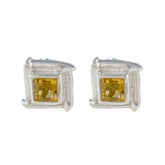 Aiko Yellow Solitaire Stud Earrings for Everyday Glam Citrine Yellow Stud