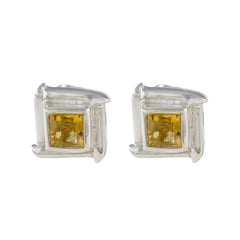 Aiko Yellow Solitaire Stud Earrings for Everyday Glam Citrine Yellow Stud