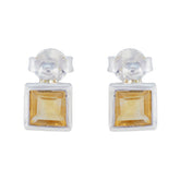 Nova Yellow Solitaire Stud Earrings for Chic Style Citrine Yellow Stud