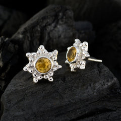 Soo-jin Yellow Solitaire Stud Earrings for Glam Style
