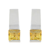 Layla Yellow Solitaire Stud Earrings for Everyday Glam Citrine Yellow Stud