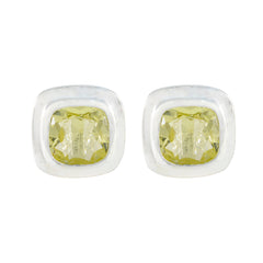 Ida Yellow Solitaire Stud Earrings for Everyday Glam Lemon Quartz Yellow Stud