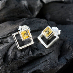 Agustina Yellow Solitaire Stud Earrings for Everyday Glam