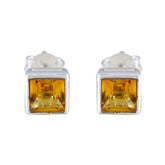 Nella Yellow Solitaire Stud Earrings for Everyday Glam Citrine Yellow Stud