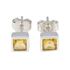 Joaquina Yellow Solitaire Stud Earrings for Any Occasion Citrine Yellow Stud