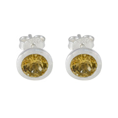 Stella Yellow Solitaire Stud Earrings for Everyday Glam Citrine Yellow Stud