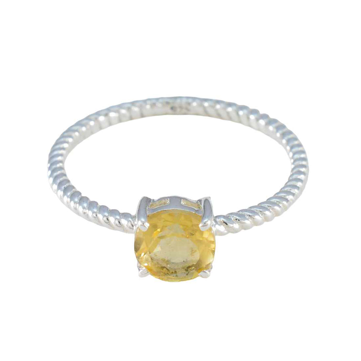 Aisha Yellow Solitaire Twist Ring with Gemstone Citrine Yellow