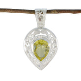 Carolina Yellow Statement Pendant in Silver Setting Lemon Quartz Yellow Yellow
