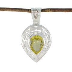 Carolina Yellow Statement Pendant in Silver Setting Lemon Quartz Yellow Yellow