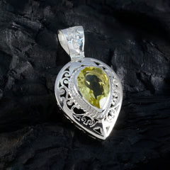 Carolina Yellow Statement Pendant in Silver Setting