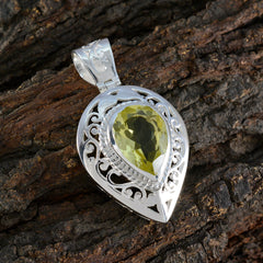 Carolina Yellow Statement Pendant in Silver Setting