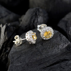 Camilla Yellow Stud Earrings India with Sparkling Halo