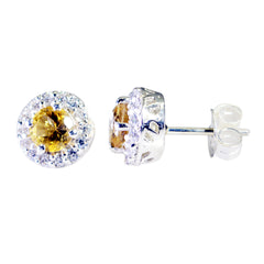 Camilla Yellow Stud Earrings India with Sparkling Halo