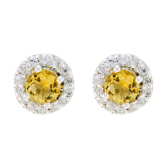 Camilla Yellow Stud Earrings India with Sparkling Halo Citrine Yellow Stud