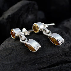 Ella Yellow Stud Earrings with Sparkling Gemstone Detail