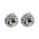 Bella Yellow Stud Earrings with Sparkling Halo Design Lemon Quartz Yellow Stud