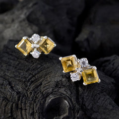 Amanda Yellow Stud Earrings with Sparkling Gems