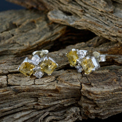 Amanda Yellow Stud Earrings with Sparkling Gems