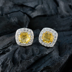 Sara Yellow Stud Earrings with Sparkling Accents