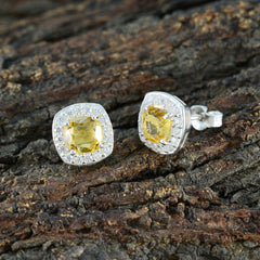Sara Yellow Stud Earrings with Sparkling Accents