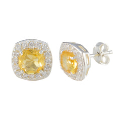 Sara Yellow Stud Earrings with Sparkling Accents