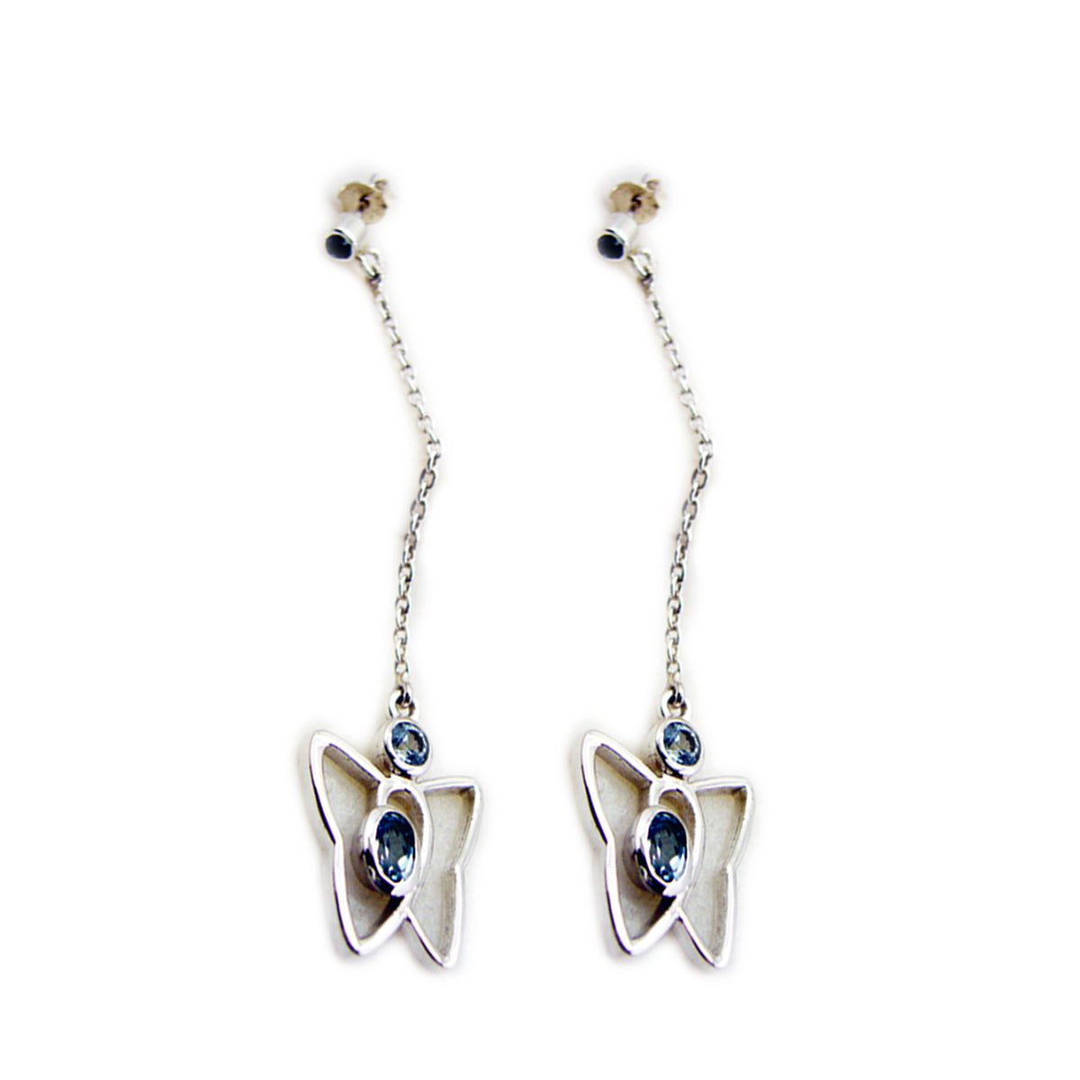 Yuna Blue Stud Earrings - Stylish Butterfly Design Blue Topaz Blue Stud