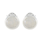 Yuna White Solitaire Earrings for Everyday Glam Rainbow Moonstone White Stud
