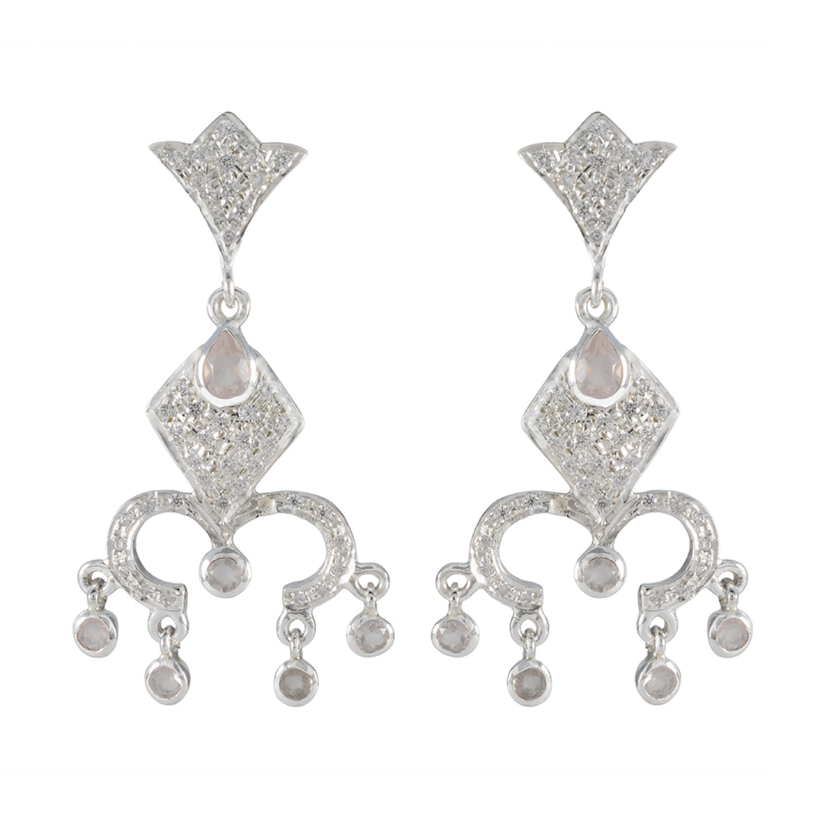 Zara Pink Stud Earrings for Everyday Glam Rose Quartz Pink Stud