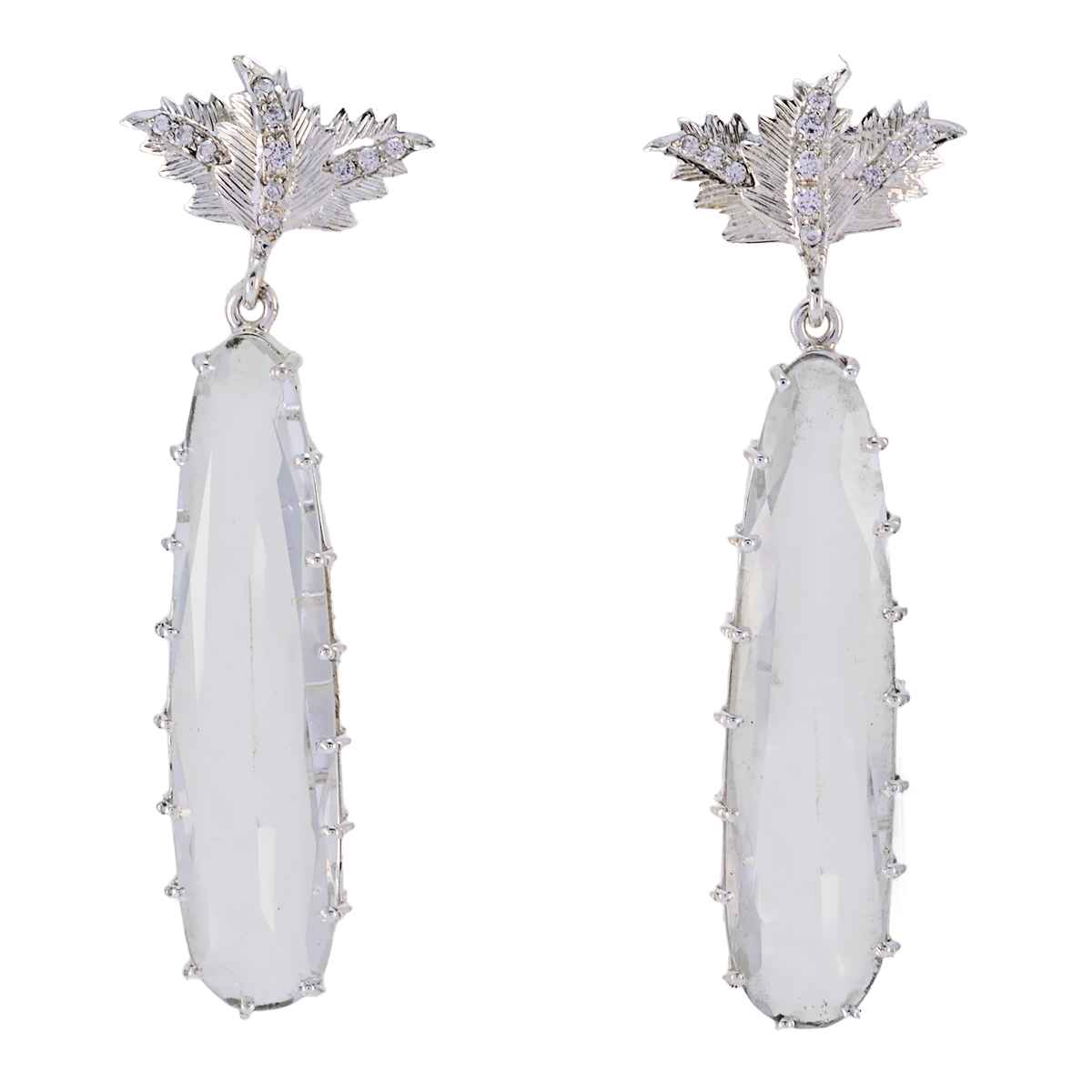 Zara White Stud Earrings for Stylish Everyday Glam Crystal Quartz White Stud