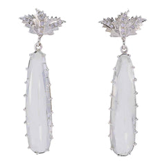 Zara White Stud Earrings for Stylish Everyday Glam Crystal Quartz White Stud