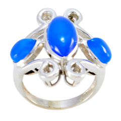 Zoe Blue Trilogy Ring - Stunning Color-Popping Design Blue Chalcedony Blue