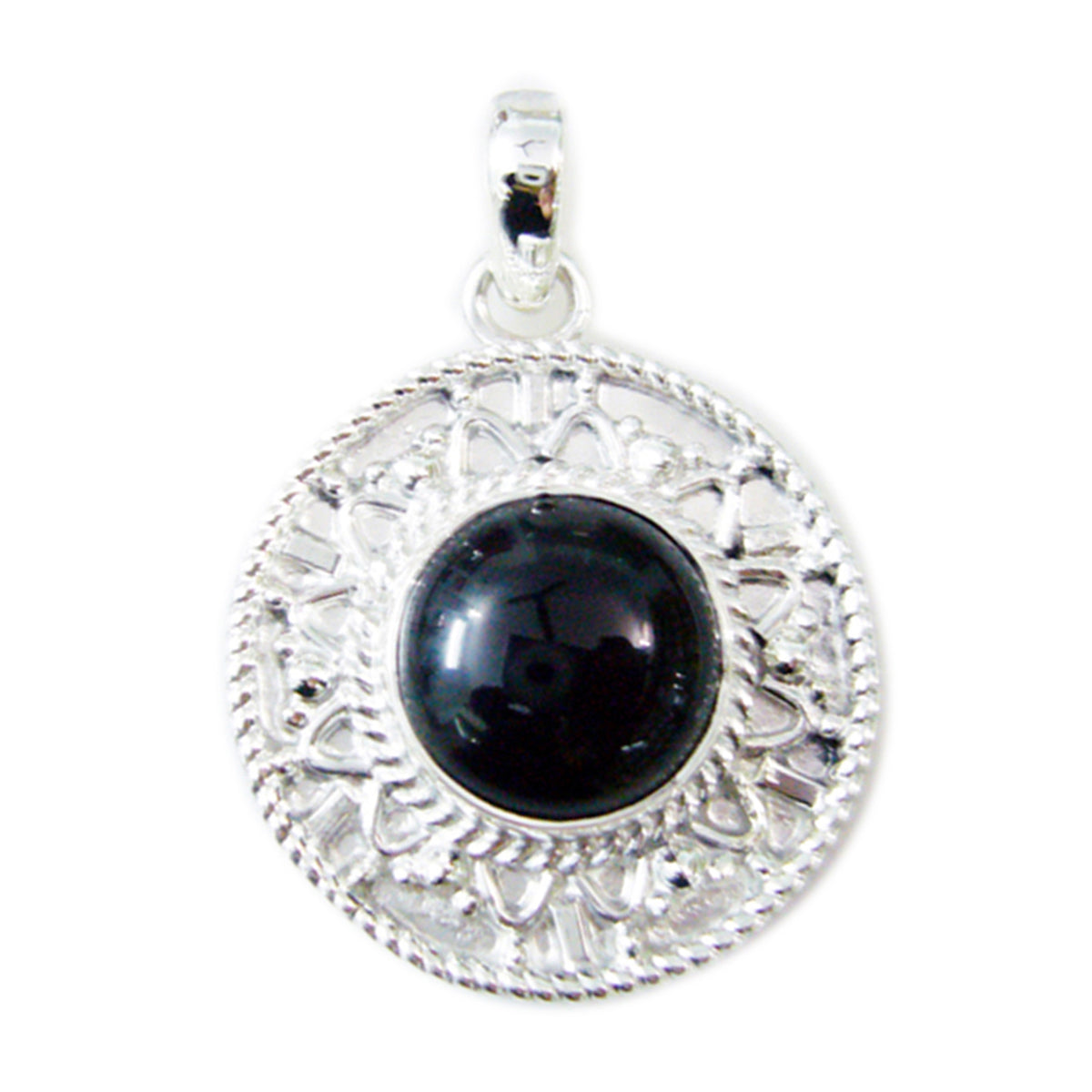 Zoey Black Love Pendant: Stylish Silver Jewelry Charm Black Onyx Black Black