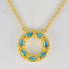 Zoey Blue Pendant Necklace with Gold Accent Design