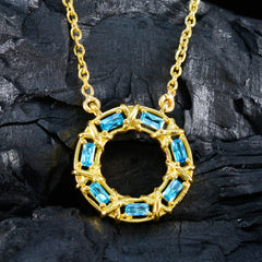 Zoey Blue Pendant Necklace with Gold Accent Design