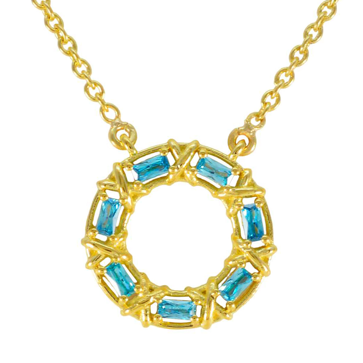 Zoey Blue Pendant Necklace with Gold Accent Design Blue Topaz Blue Blue