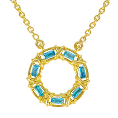 Zoey Blue Pendant Necklace with Gold Accent Design Blue Topaz Blue Blue