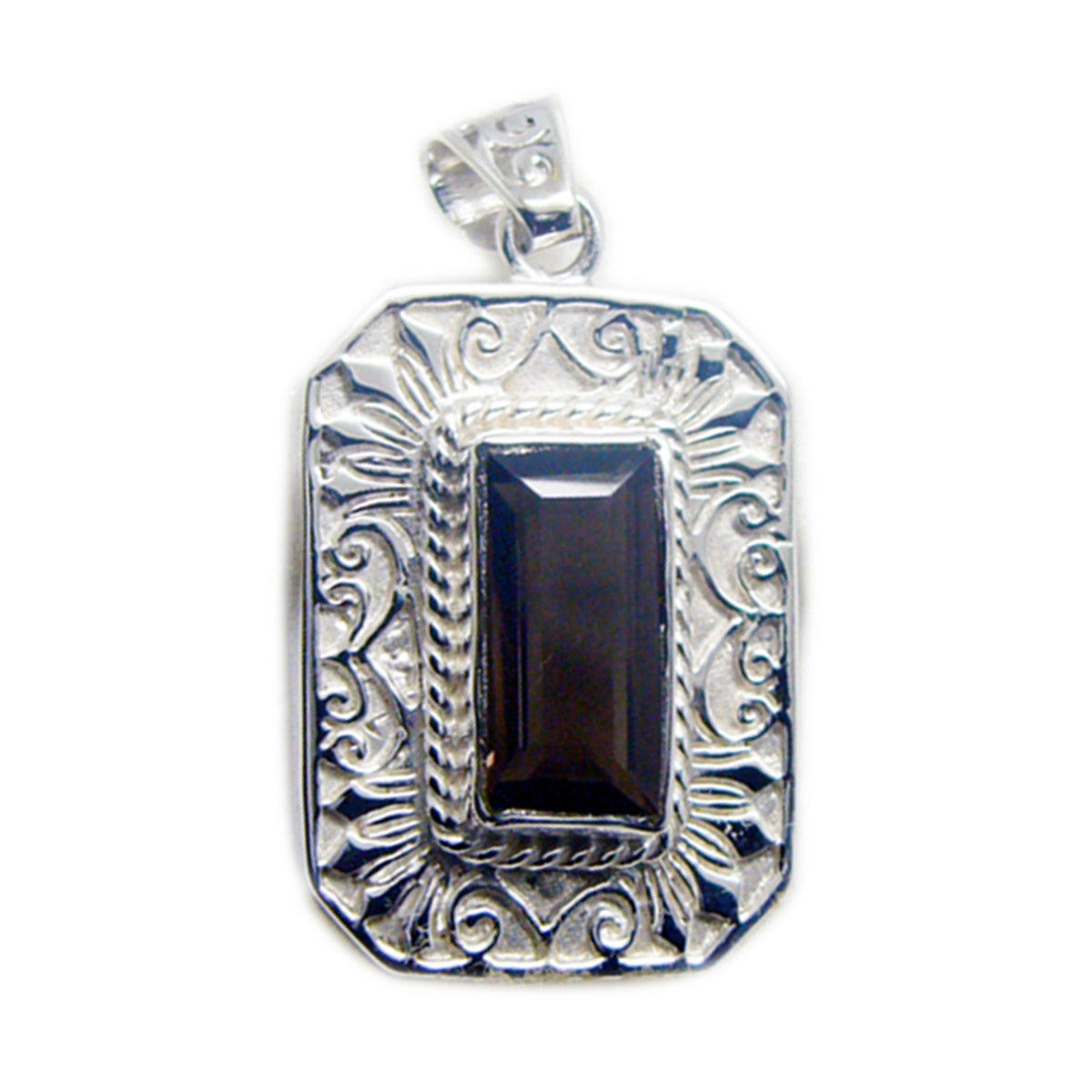 Zoey Brown Filigree Pendant - Elegant Statement Piece Smoky Quartz Brown Brown