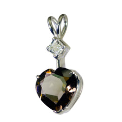 Zoey Brown Wedding Pendant – Elegant Heart Design Smoky Quartz Brown Brown