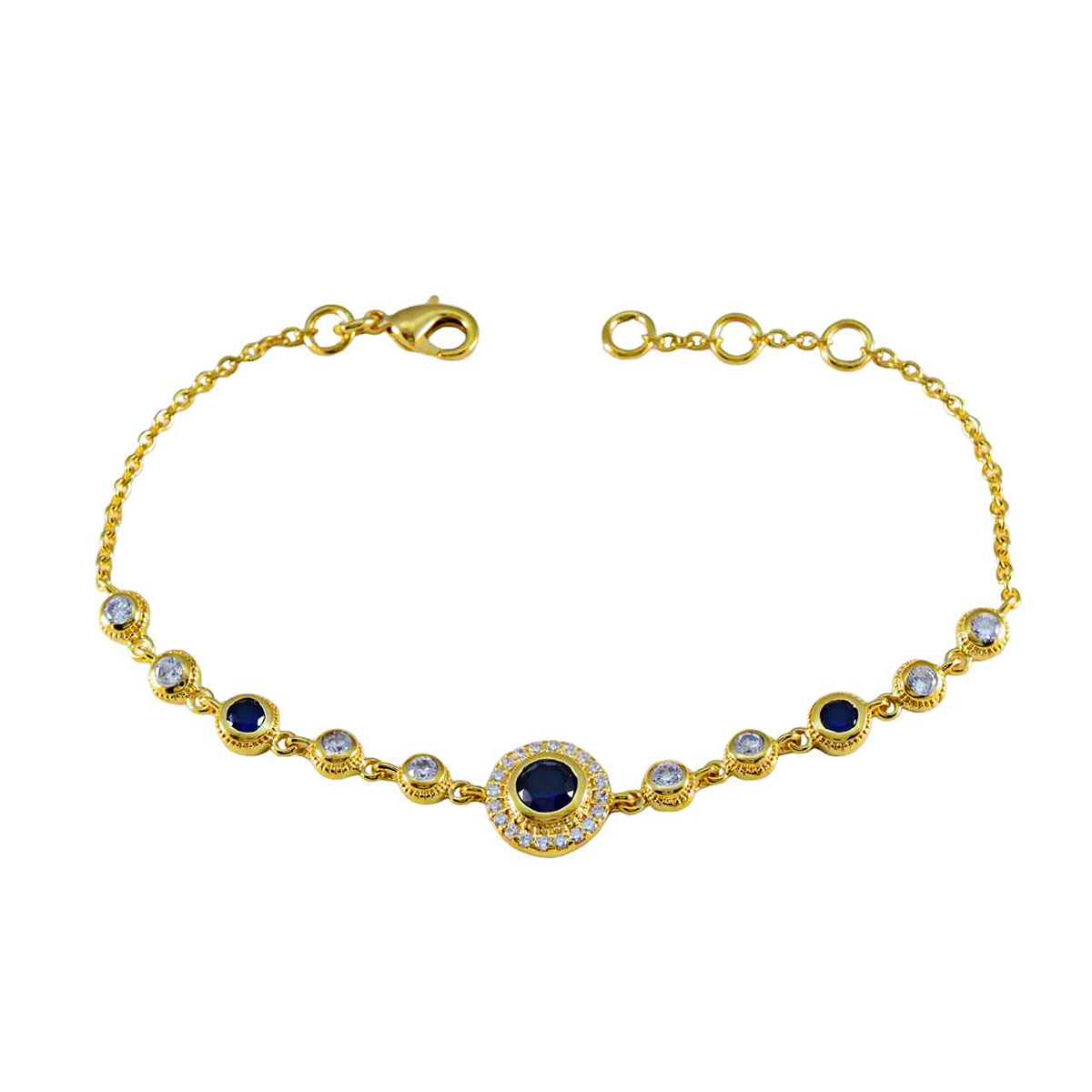 Skylar Glamour Elegant Blue Chain Bracelet Blue Supphire CZ Blue