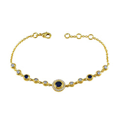 Skylar Glamour Elegant Blue Chain Bracelet Blue Supphire CZ Blue
